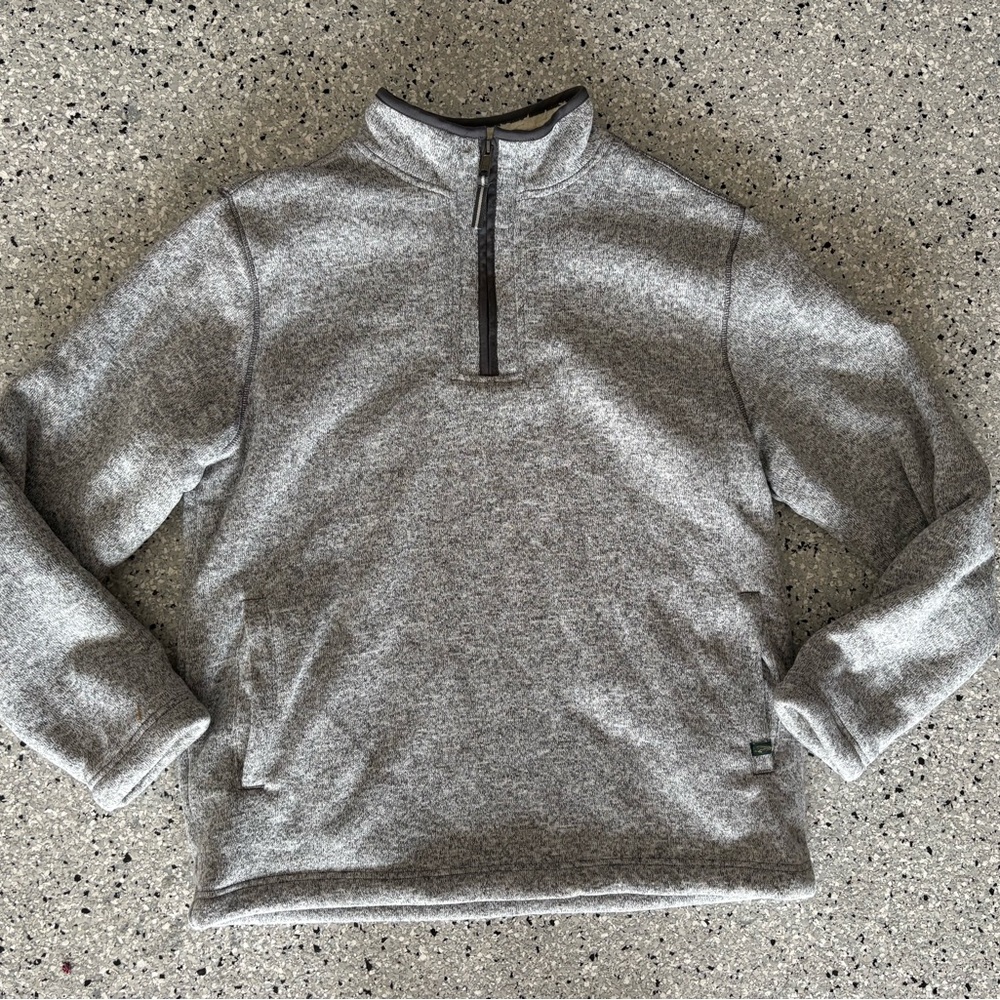 Orvis Heather Gray Half-Zip Pullover Sweater with Sherpa Lining
